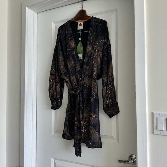 Farm Rio Black Golden Foliage Mini Dress - Picture 6 of 9